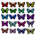 Butterflies silhouettes vector set. Layered templates Royalty Free Stock Photo