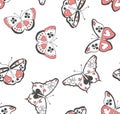 Butterflies suits seamless pattern