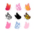 Butterflies vector silhouette collection. Royalty Free Stock Photo