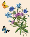 Butterflies and wildflowers bouquet