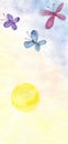 Butterflies and yellow sun