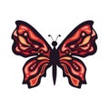 Colorful fantasy butterfly with simple patterns on the wings. Insect. Illustration, isolated