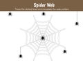 Tracing worksheet of spider web for preschool and kindergarten kids Royalty Free Stock Photo