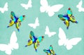 Butterfly Decoupage Wallpaper