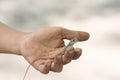 Butterfly Agama Lizard (Leiolepis Cuvier) in hand Royalty Free Stock Photo