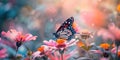 Butterfly alighting on a vibrant flower, concept of Nature's beauty Royalty Free Stock Photo