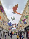 Butterfly art installation in city street