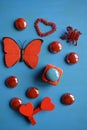 Butterfly art red heart and stones Royalty Free Stock Photo