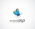 Butterfly artwork of a small blue insect logo Royalty Free Stock Photo