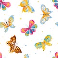 Butterfly as Fluttering Insect with Brightly Coloured Wings Vector Seamless Pattern Royalty Free Stock Photo