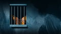 Butterfly behind prison bars graphic abstract background