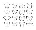 Butterfly black icons. Collection black Butterflies. Isolated black Butterflies. Butterfly icons