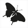 Butterfly black silhouette art illustration. Insect butterfly for stickers, tattoo, silhouette, scrapbook. Winged