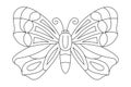 Butterfly black white isolated sketch illustration. Coloring page for kids and adults. Royalty Free Stock Photo