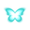 Butterfly blurry holographic shape isolated on white background. Trendy y2k sticker with gradient aura effect