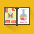 butterfly and boiling flask in book. Vector illustration decorative design