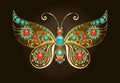 Butterfly brooch on brown background