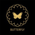 Butterfly in calligraphy framework label