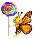 Butterfly cartoon character with lollypop