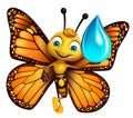 Butterfly cartoon character with water drop