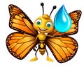 Butterfly cartoon character with water drop