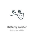 Butterfly catcher outline vector icon. Thin line black butterfly catcher icon, flat vector simple element illustration from