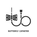 Butterfly catheter glyph icon. Injection device vector sign Royalty Free Stock Photo