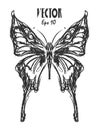 Butterfly charcoal sketch vector eps 10