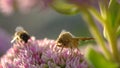 Butterfly and a clover flower in the rays of the sun Royalty Free Stock Photo