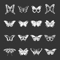 Butterfly collection icons set grey vector Royalty Free Stock Photo