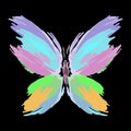 Butterfly from color splashes and line brushes. Vector Royalty Free Stock Photo