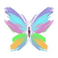 Butterfly from color splashes and line brushes. Vector Royalty Free Stock Photo