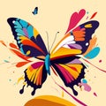 Butterfly colorful background. Vector of a flying butterfly. Generative AI Royalty Free Stock Photo