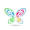 Butterfly colorful beauty spa lifestyle care relax yoga abstract wings logo icon on white background Royalty Free Stock Photo