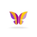 Butterfly colorful logo with stripes Royalty Free Stock Photo