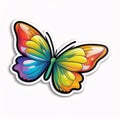 Butterfly colorful sticker. Isolated on white background. Vector illustration Royalty Free Stock Photo