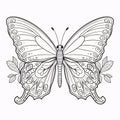 Butterfly coloring page for adults. Black and white vector illustration Royalty Free Stock Photo