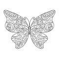 Butterfly coloring page for adults. Hand-drawn vector illustration Royalty Free Stock Photo