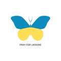Butterfly in the colors of the Ukrainian flag. Poster, placard, symbol. Pray for Ukraine. The concept of assistance to Royalty Free Stock Photo