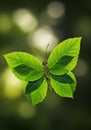 A butterfly composed of green leaves forms the wings, while a smaller leaf represents Royalty Free Stock Photo