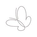 Butterfly continuous line vector illustration. Butter fly made with single editable path.