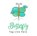 Abstract colorful butterfly logo vector illustration isolated on white background. Royalty Free Stock Photo