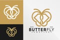 Butterfly Diamond Jewellery Logo Design Vector illustration template Royalty Free Stock Photo