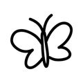 Butterfly doodle black outline on a white