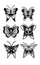 Butterfly doodle icon, traditional tattoo illustration