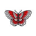 Butterfly doodle icon, traditional vector illustration