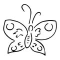 Butterfly doodle. Vector of a cartoon butterfly. Hand drawn funny butterfly