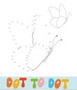 Butterfly Dot to dot puzzle for children. Connect dots game