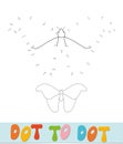 Butterfly Dot to dot puzzle for children. Connect dots game