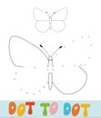 Butterfly Dot to dot puzzle for children. Connect dots game